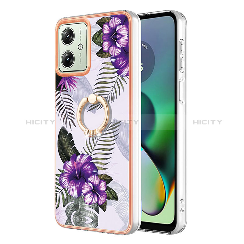 Funda Silicona Gel Goma Patron de Moda Carcasa con Anillo de dedo Soporte YB3 para Motorola Moto G54 5G