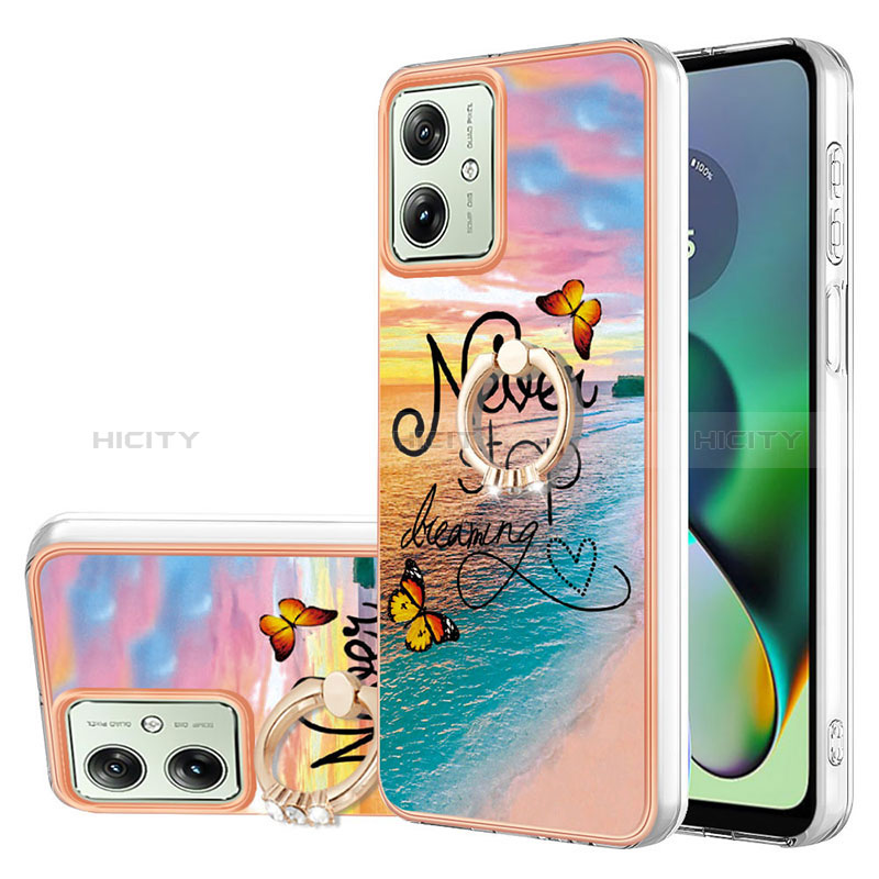 Funda Silicona Gel Goma Patron de Moda Carcasa con Anillo de dedo Soporte YB3 para Motorola Moto G54 5G Multicolor