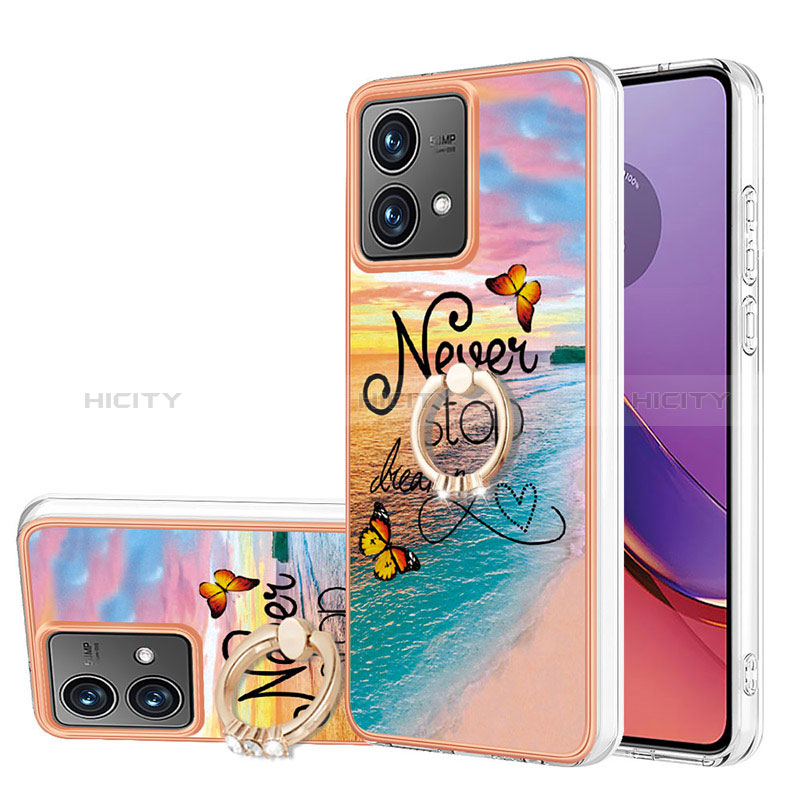 Funda Silicona Gel Goma Patron de Moda Carcasa con Anillo de dedo Soporte YB3 para Motorola Moto G84 5G