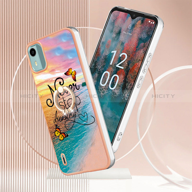 Funda Silicona Gel Goma Patron de Moda Carcasa con Anillo de dedo Soporte YB3 para Nokia C12 Plus