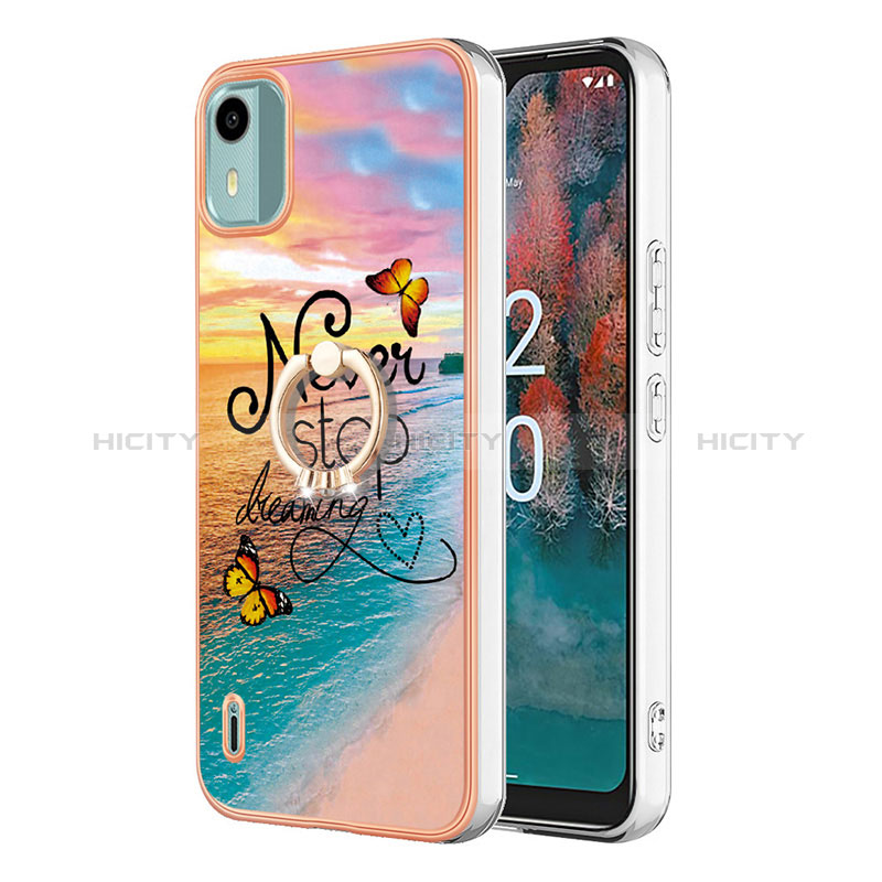 Funda Silicona Gel Goma Patron de Moda Carcasa con Anillo de dedo Soporte YB3 para Nokia C12 Pro