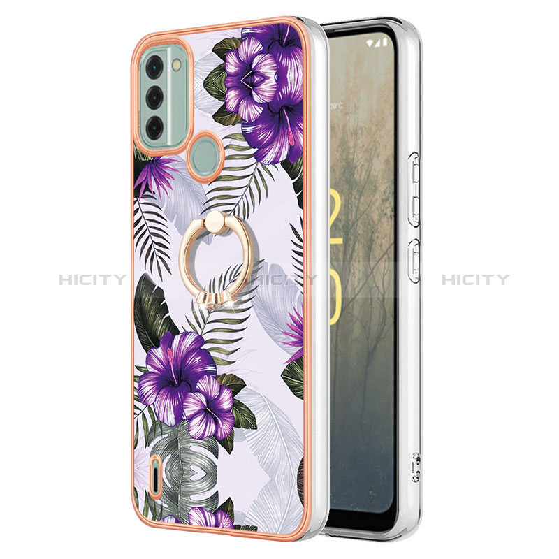 Funda Silicona Gel Goma Patron de Moda Carcasa con Anillo de dedo Soporte YB3 para Nokia C31