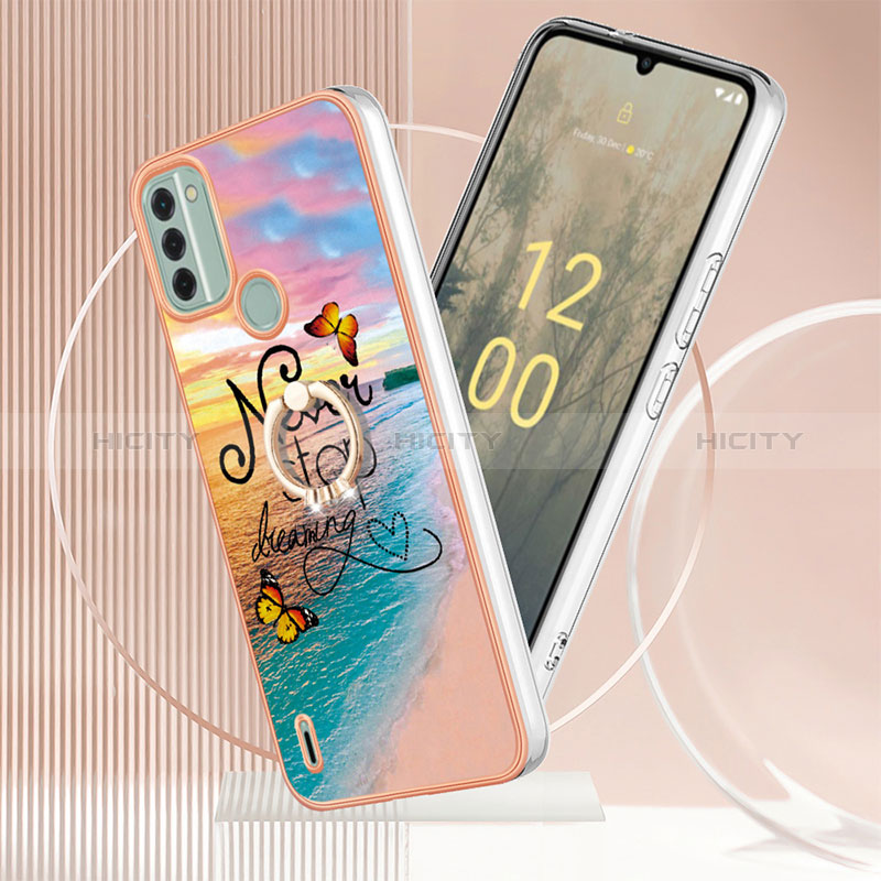 Funda Silicona Gel Goma Patron de Moda Carcasa con Anillo de dedo Soporte YB3 para Nokia C31