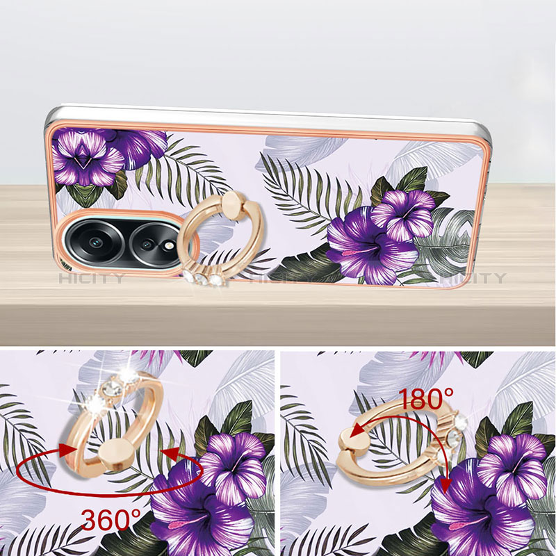 Funda Silicona Gel Goma Patron de Moda Carcasa con Anillo de dedo Soporte YB3 para Oppo A38