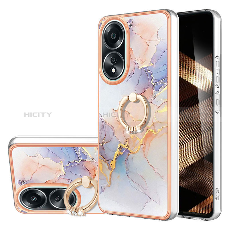 Funda Silicona Gel Goma Patron de Moda Carcasa con Anillo de dedo Soporte YB3 para Oppo A38