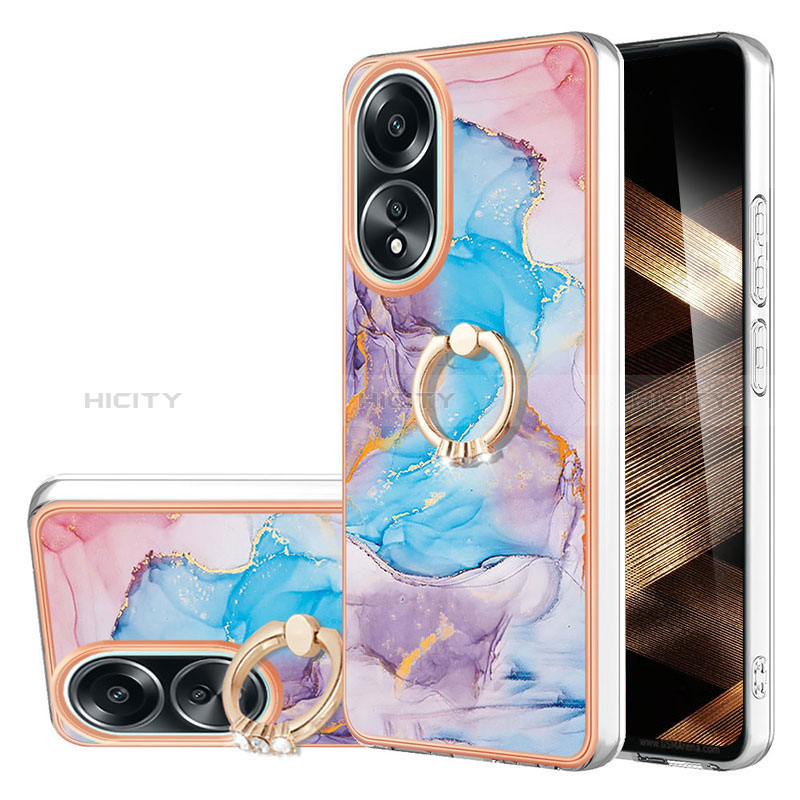 Funda Silicona Gel Goma Patron de Moda Carcasa con Anillo de dedo Soporte YB3 para Oppo A38