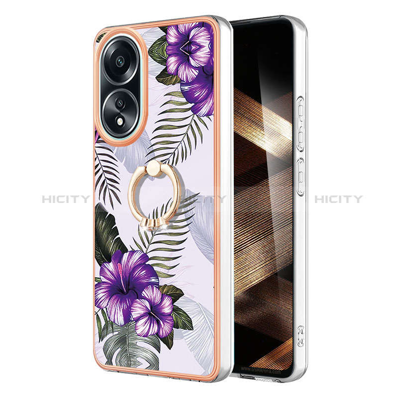 Funda Silicona Gel Goma Patron de Moda Carcasa con Anillo de dedo Soporte YB3 para Oppo A38