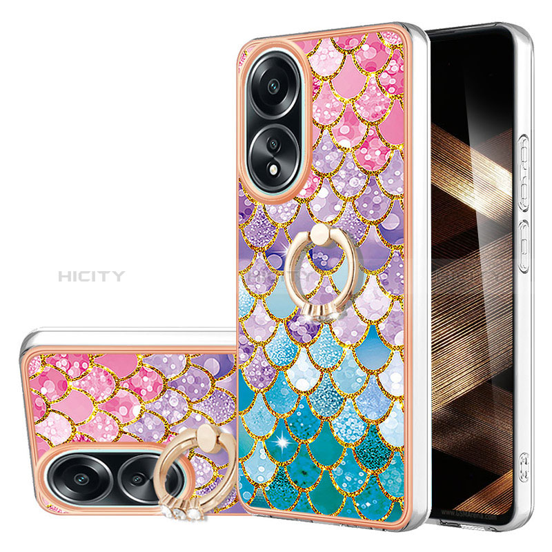 Funda Silicona Gel Goma Patron de Moda Carcasa con Anillo de dedo Soporte YB3 para Oppo A38 Vistoso