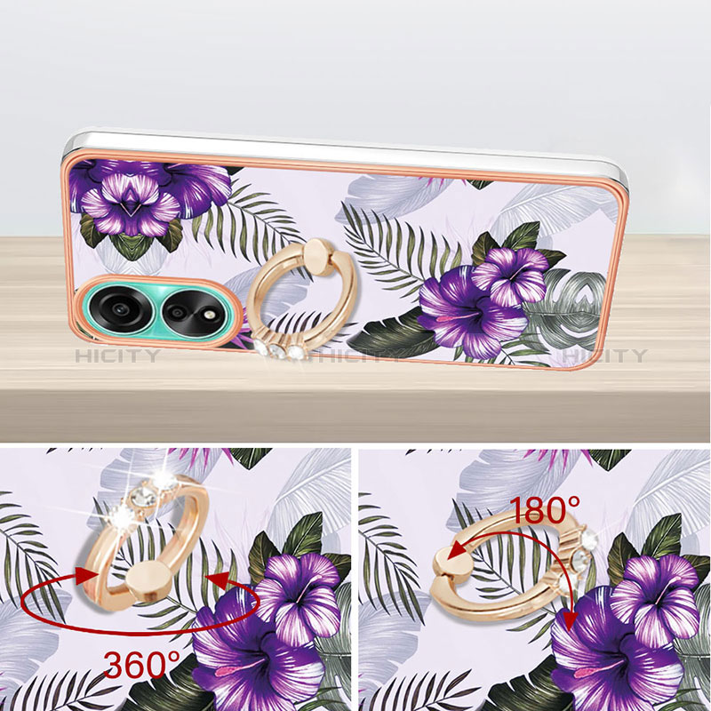 Funda Silicona Gel Goma Patron de Moda Carcasa con Anillo de dedo Soporte YB3 para Oppo A78 4G