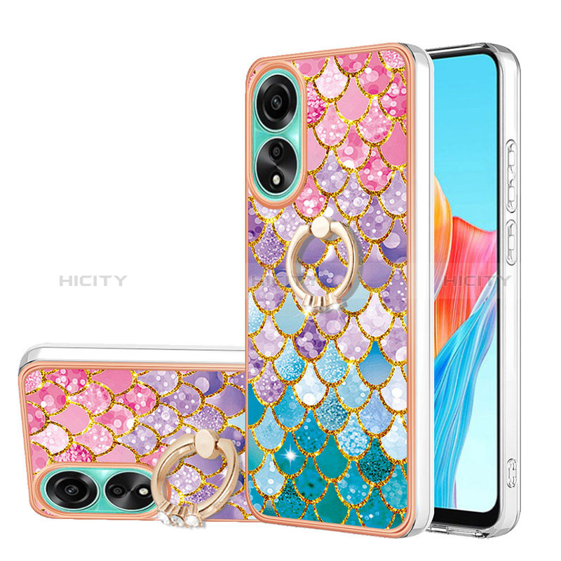 Funda Silicona Gel Goma Patron de Moda Carcasa con Anillo de dedo Soporte YB3 para Oppo A78 4G