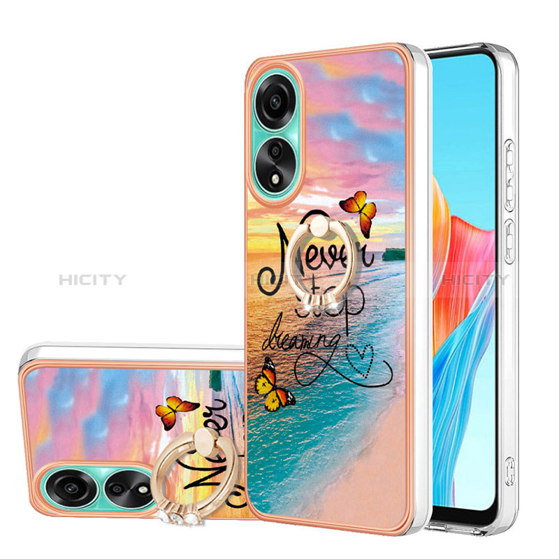 Funda Silicona Gel Goma Patron de Moda Carcasa con Anillo de dedo Soporte YB3 para Oppo A78 4G