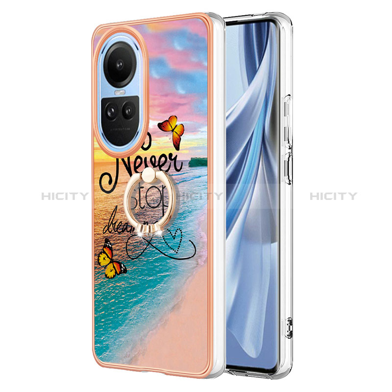 Funda Silicona Gel Goma Patron de Moda Carcasa con Anillo de dedo Soporte YB3 para Oppo Reno10 5G