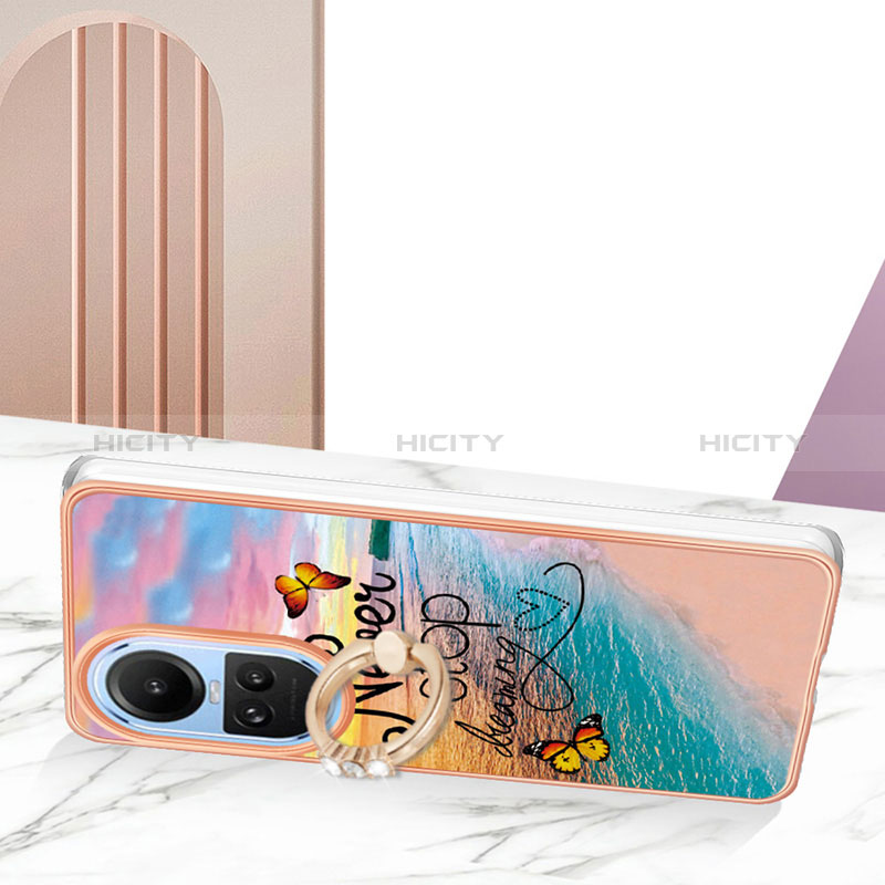 Funda Silicona Gel Goma Patron de Moda Carcasa con Anillo de dedo Soporte YB3 para Oppo Reno10 Pro 5G