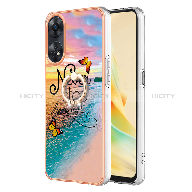 Funda Silicona Gel Goma Patron de Moda Carcasa con Anillo de dedo Soporte YB3 para Oppo Reno8 T 4G