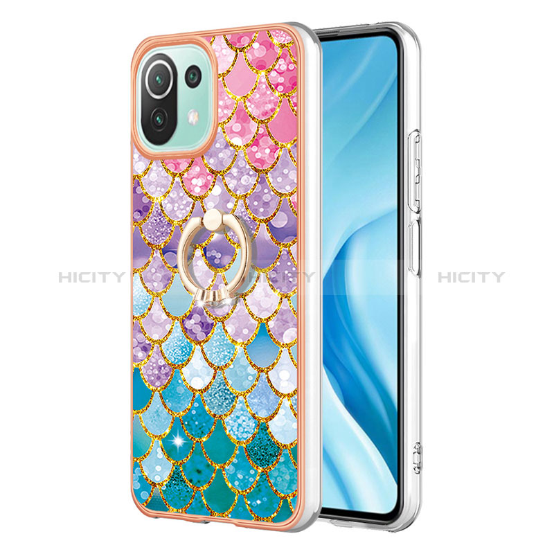 Funda Silicona Gel Goma Patron de Moda Carcasa con Anillo de dedo Soporte YB3 para Xiaomi Mi 11 Lite 5G