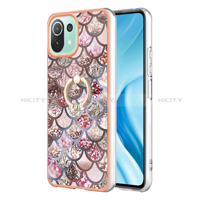 Funda Silicona Gel Goma Patron de Moda Carcasa con Anillo de dedo Soporte YB3 para Xiaomi Mi 11 Lite 5G