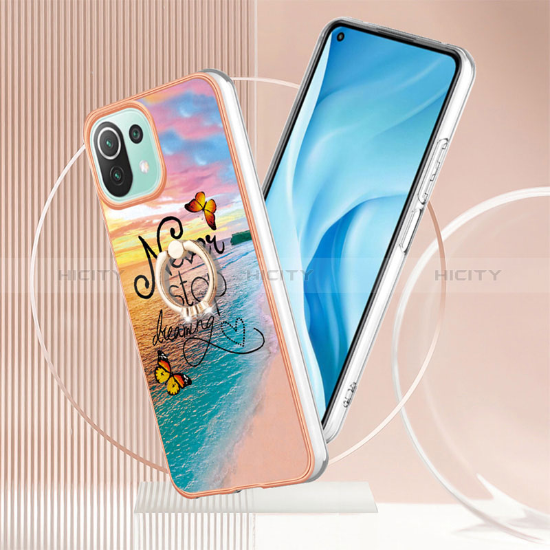 Funda Silicona Gel Goma Patron de Moda Carcasa con Anillo de dedo Soporte YB3 para Xiaomi Mi 11 Lite 5G