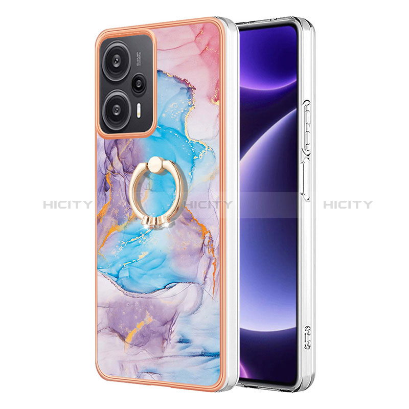 Funda Silicona Gel Goma Patron de Moda Carcasa con Anillo de dedo Soporte YB3 para Xiaomi Poco F5 5G