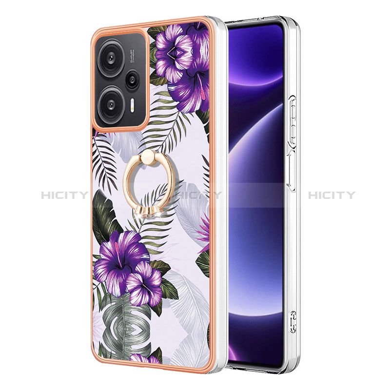 Funda Silicona Gel Goma Patron de Moda Carcasa con Anillo de dedo Soporte YB3 para Xiaomi Poco F5 5G