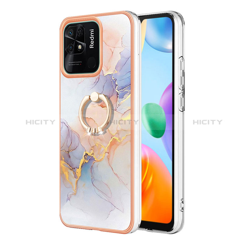 Funda Silicona Gel Goma Patron de Moda Carcasa con Anillo de dedo Soporte YB3 para Xiaomi Redmi 10 Power