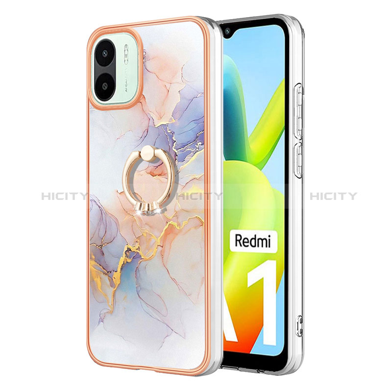 Funda Silicona Gel Goma Patron de Moda Carcasa con Anillo de dedo Soporte YB3 para Xiaomi Redmi A2 Plus Purpura Claro