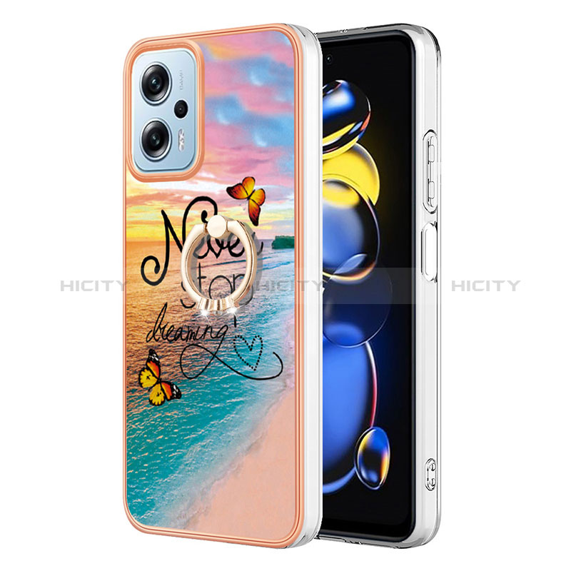 Funda Silicona Gel Goma Patron de Moda Carcasa con Anillo de dedo Soporte YB3 para Xiaomi Redmi K50i 5G