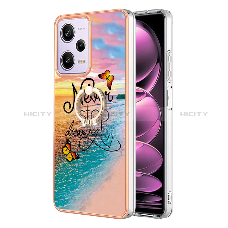 Funda Silicona Gel Goma Patron de Moda Carcasa con Anillo de dedo Soporte YB3 para Xiaomi Redmi Note 12 Pro 5G Multicolor