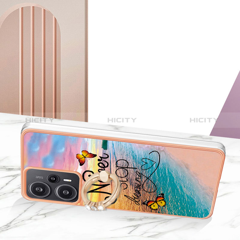 Funda Silicona Gel Goma Patron de Moda Carcasa con Anillo de dedo Soporte YB3 para Xiaomi Redmi Note 12 Turbo 5G