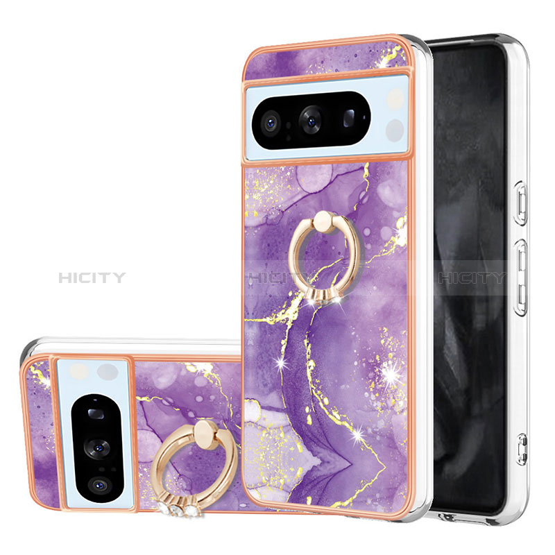 Funda Silicona Gel Goma Patron de Moda Carcasa con Anillo de dedo Soporte YB5 para Google Pixel 8 Pro 5G