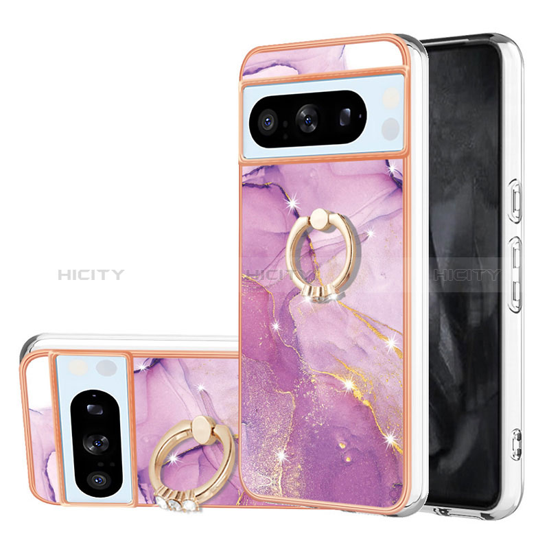 Funda Silicona Gel Goma Patron de Moda Carcasa con Anillo de dedo Soporte YB5 para Google Pixel 8 Pro 5G