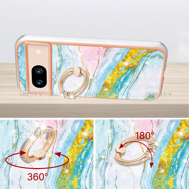 Funda Silicona Gel Goma Patron de Moda Carcasa con Anillo de dedo Soporte YB5 para Google Pixel 8a 5G