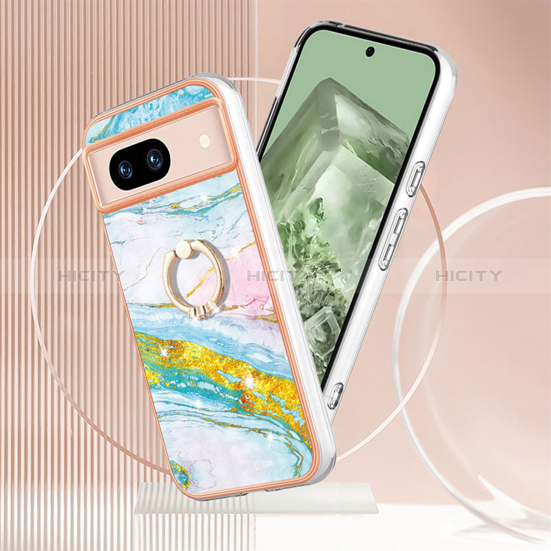 Funda Silicona Gel Goma Patron de Moda Carcasa con Anillo de dedo Soporte YB5 para Google Pixel 8a 5G