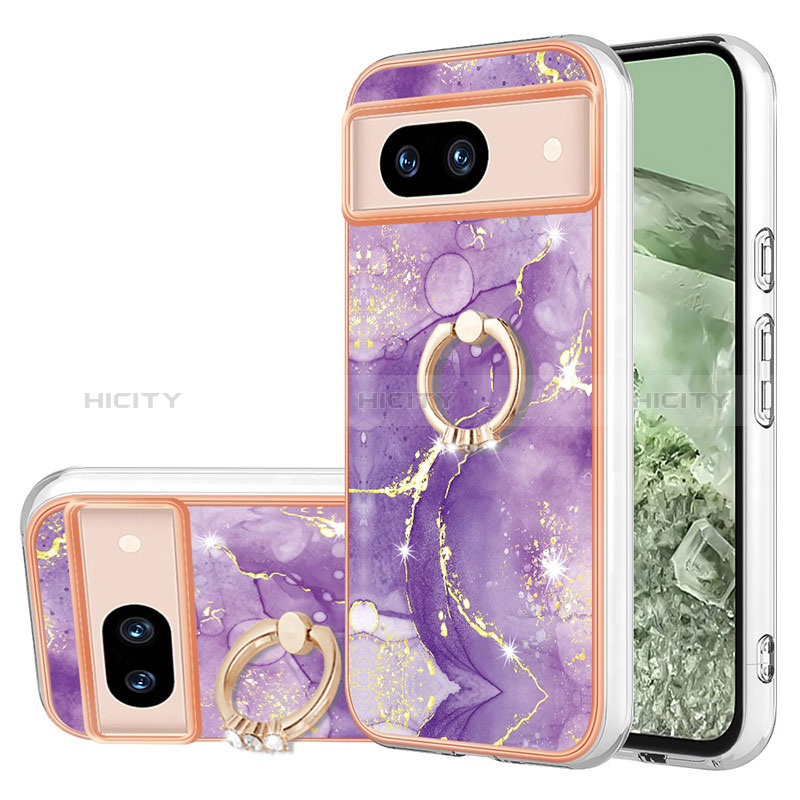 Funda Silicona Gel Goma Patron de Moda Carcasa con Anillo de dedo Soporte YB5 para Google Pixel 8a 5G