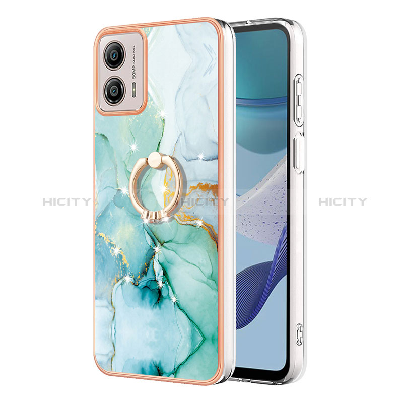 Funda Silicona Gel Goma Patron de Moda Carcasa con Anillo de dedo Soporte YB5 para Motorola Moto G53j 5G