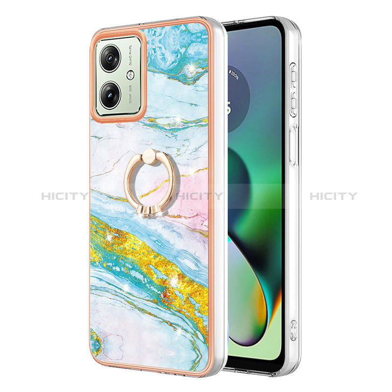 Funda Silicona Gel Goma Patron de Moda Carcasa con Anillo de dedo Soporte YB5 para Motorola Moto G54 5G