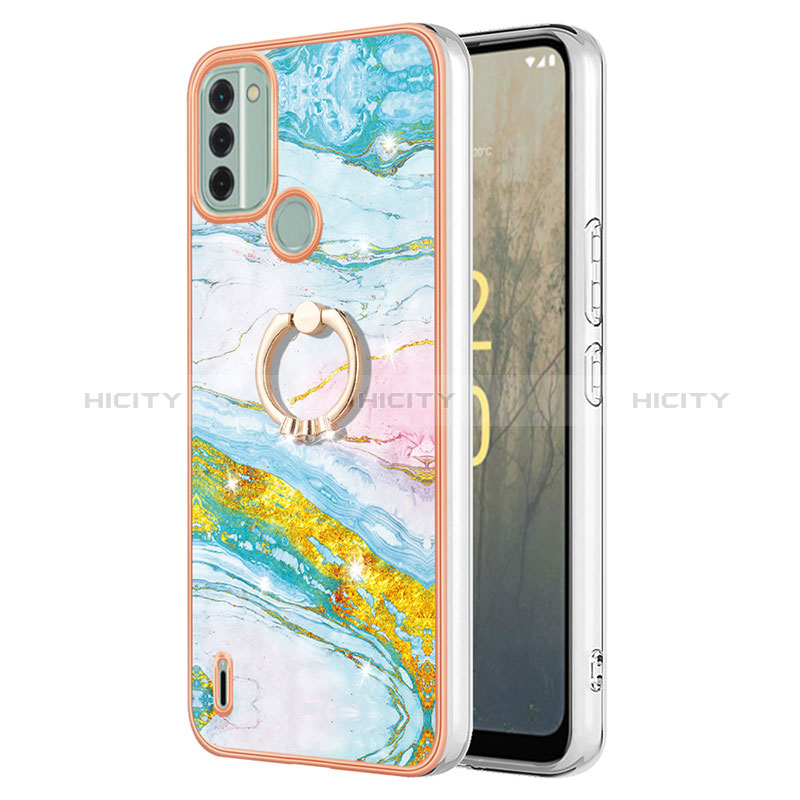 Funda Silicona Gel Goma Patron de Moda Carcasa con Anillo de dedo Soporte YB5 para Nokia C31