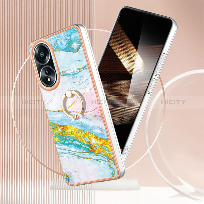 Funda Silicona Gel Goma Patron de Moda Carcasa con Anillo de dedo Soporte YB5 para Oppo A58 4G