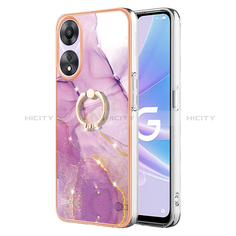 Funda Silicona Gel Goma Patron de Moda Carcasa con Anillo de dedo Soporte YB5 para Oppo A58 5G