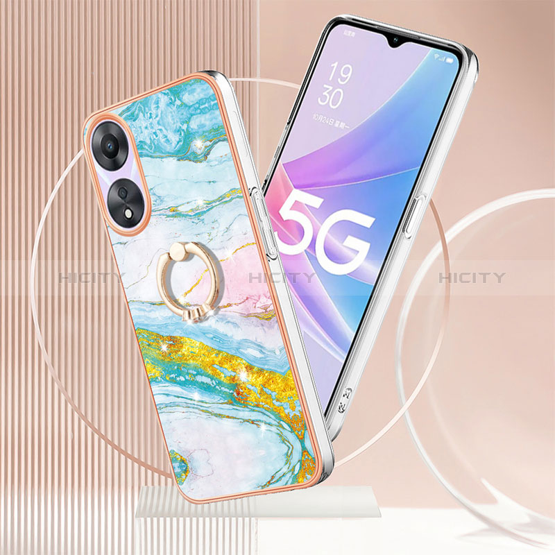 Funda Silicona Gel Goma Patron de Moda Carcasa con Anillo de dedo Soporte YB5 para Oppo A58 5G