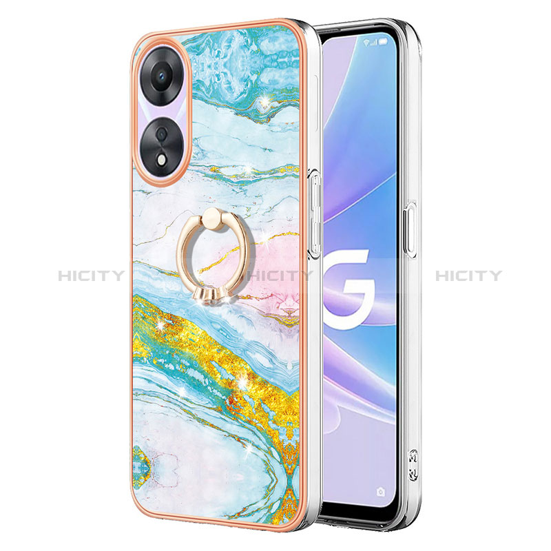 Funda Silicona Gel Goma Patron de Moda Carcasa con Anillo de dedo Soporte YB5 para Oppo A58 5G Vistoso