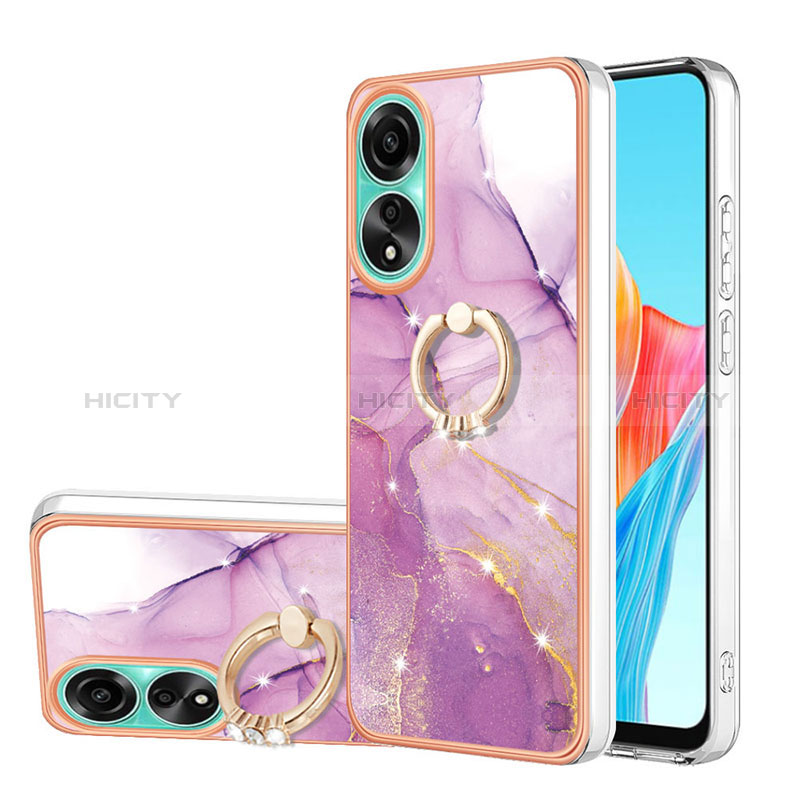 Funda Silicona Gel Goma Patron de Moda Carcasa con Anillo de dedo Soporte YB5 para Oppo A78 4G