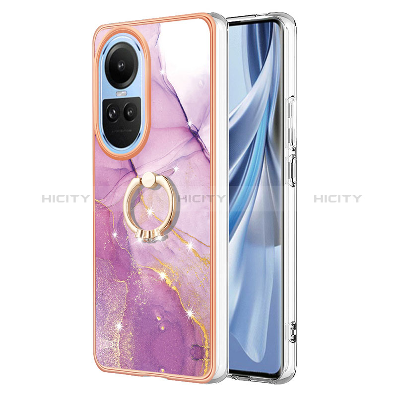 Funda Silicona Gel Goma Patron de Moda Carcasa con Anillo de dedo Soporte YB5 para Oppo Reno10 5G