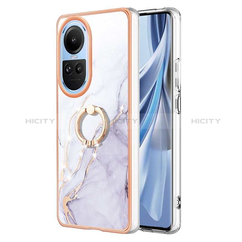 Funda Silicona Gel Goma Patron de Moda Carcasa con Anillo de dedo Soporte YB5 para Oppo Reno10 5G