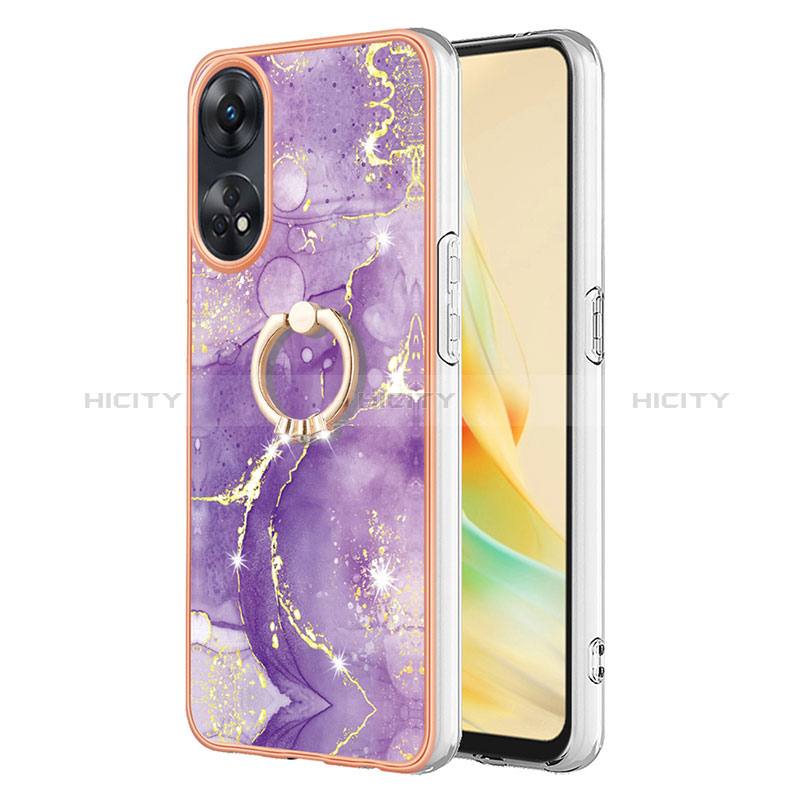 Funda Silicona Gel Goma Patron de Moda Carcasa con Anillo de dedo Soporte YB5 para Oppo Reno8 T 4G