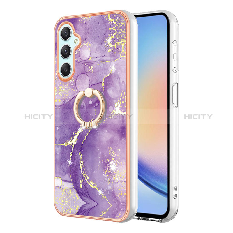 Funda Silicona Gel Goma Patron de Moda Carcasa con Anillo de dedo Soporte YB5 para Samsung Galaxy A24 4G