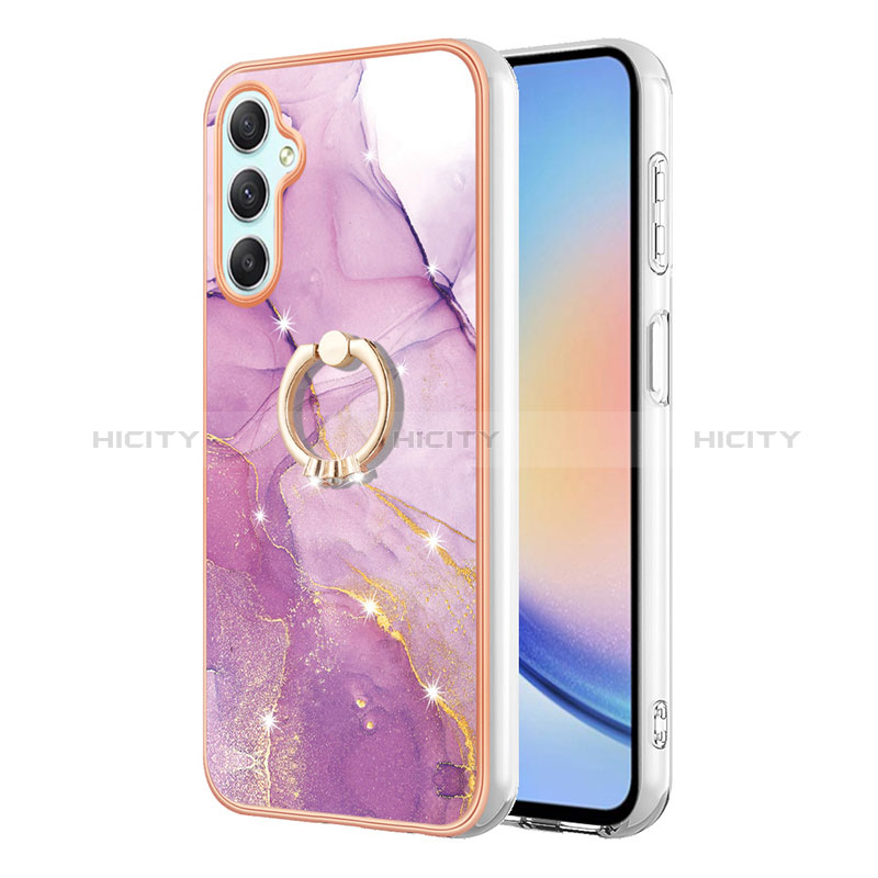 Funda Silicona Gel Goma Patron de Moda Carcasa con Anillo de dedo Soporte YB5 para Samsung Galaxy A24 4G