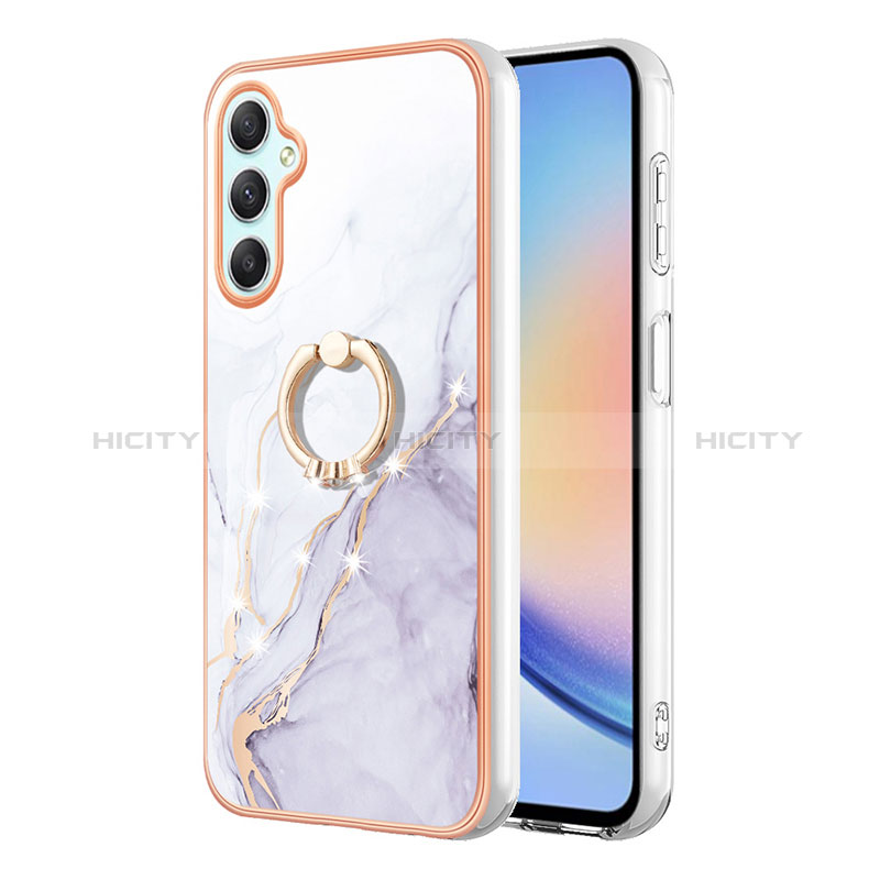 Funda Silicona Gel Goma Patron de Moda Carcasa con Anillo de dedo Soporte YB5 para Samsung Galaxy A24 4G