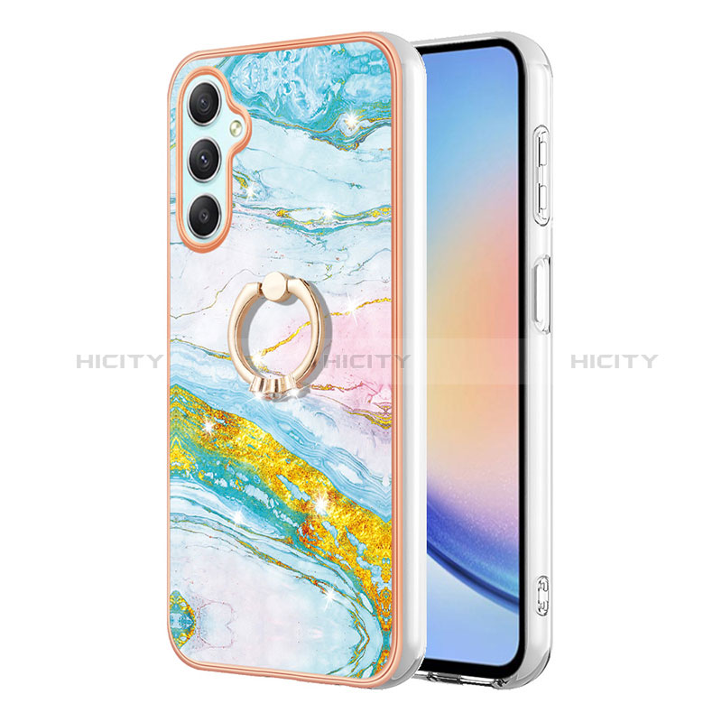 Funda Silicona Gel Goma Patron de Moda Carcasa con Anillo de dedo Soporte YB5 para Samsung Galaxy A24 4G