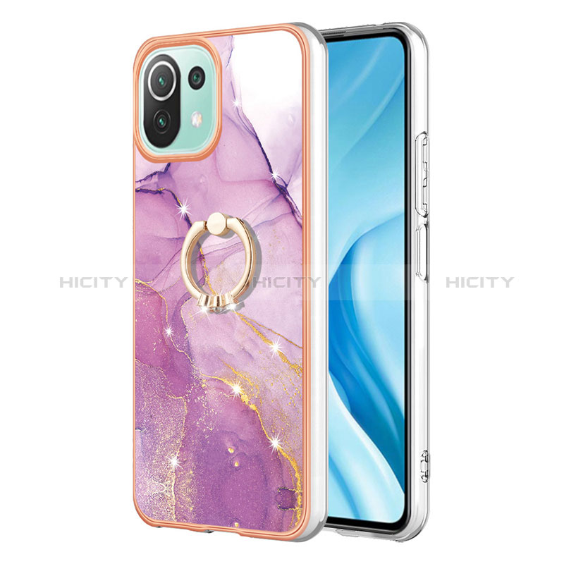 Funda Silicona Gel Goma Patron de Moda Carcasa con Anillo de dedo Soporte YB5 para Xiaomi Mi 11 Lite 4G