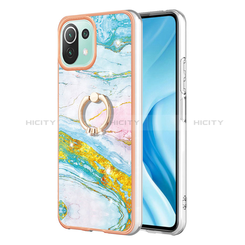 Funda Silicona Gel Goma Patron de Moda Carcasa con Anillo de dedo Soporte YB5 para Xiaomi Mi 11 Lite 4G